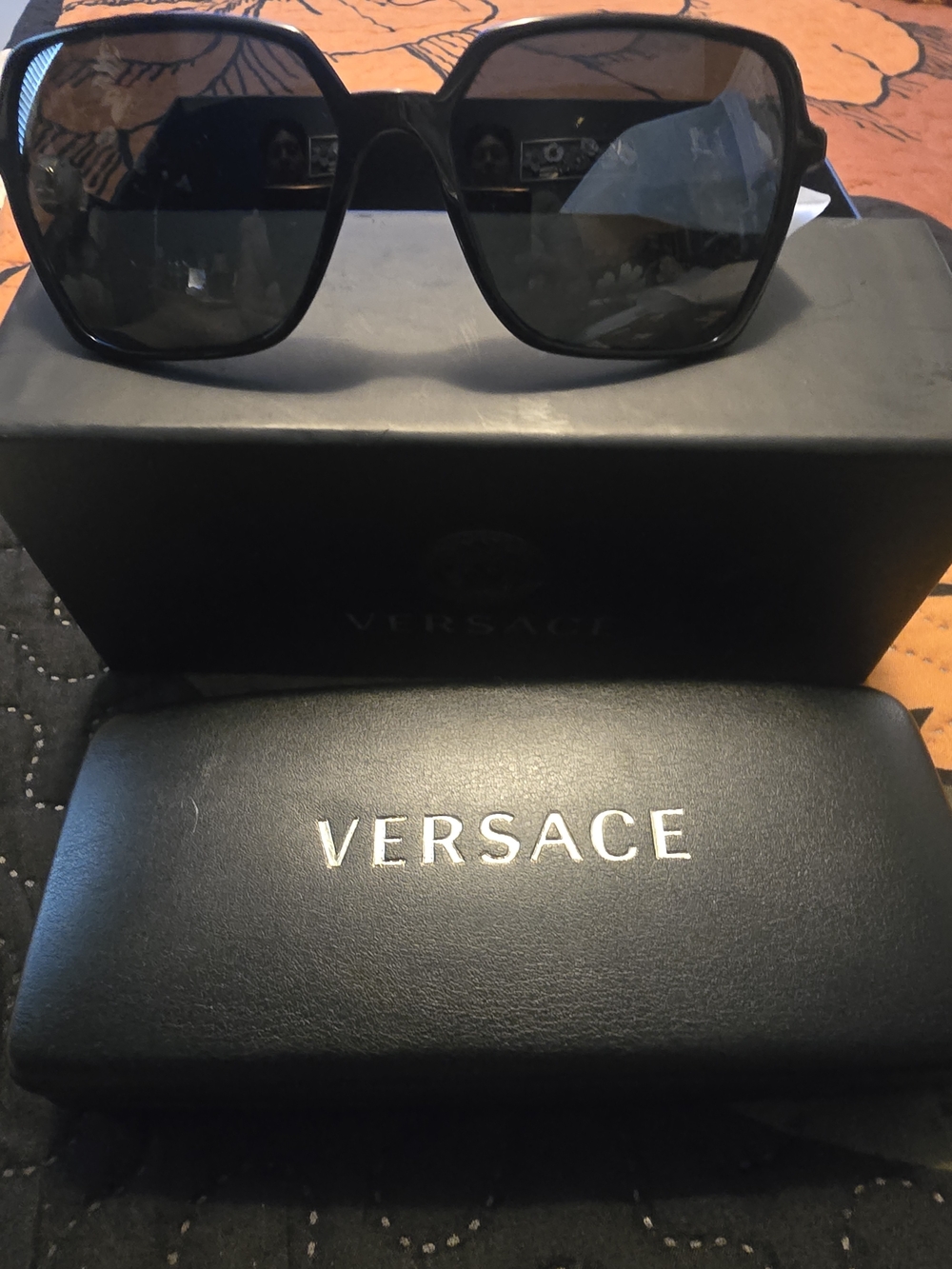 Versace Black Oversized Square Sunglasses